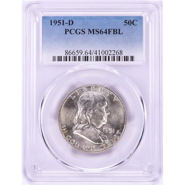 1951-D Franklin Half Dollar Coin PCGS MS64FBL