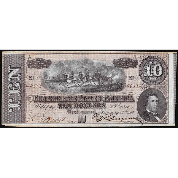 1864 $10 Confederate States of America Note