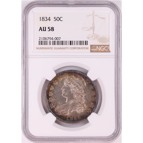 1834 Capped Bust Half Dollar Coin NGC AU58