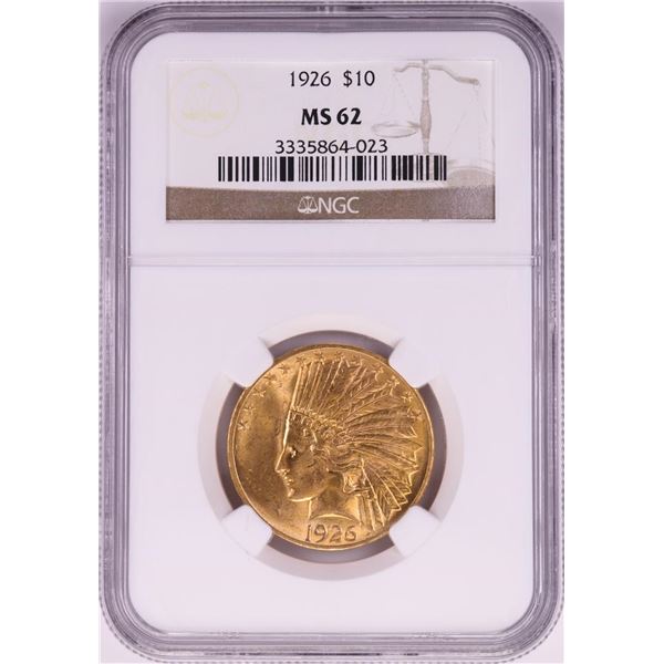 1926 $10 Indian Head Eagle Gold Coin NGC MS62