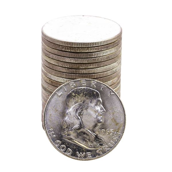 Roll of (20) Brilliant Uncirculated 1963-D Franklin Half Dollar Coins