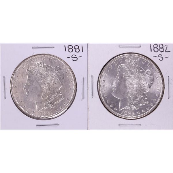 Lot of 1881-S & 1882-S $1 Morgan Silver Dollar Coins