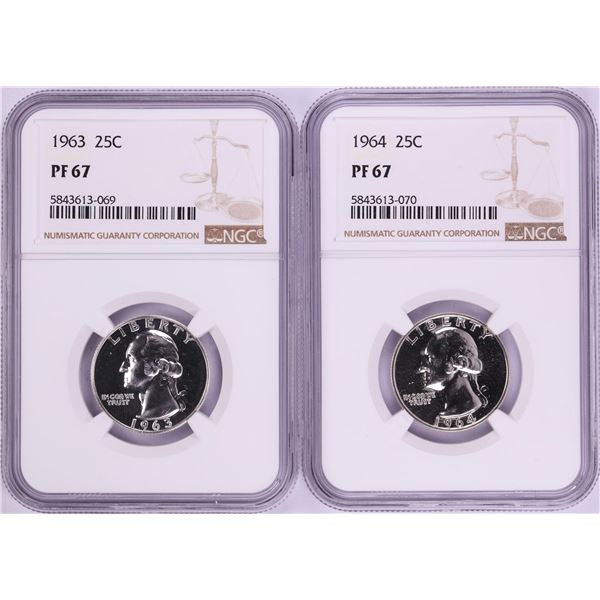 Lot of 1963-1964 Proof Washington Quarter Coins NGC PF67