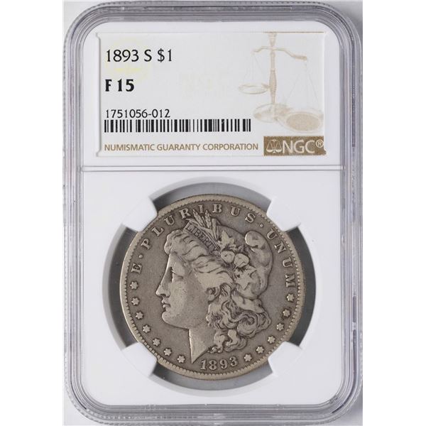 1893-S $1 Morgan Silver Dollar Coin NGC F15