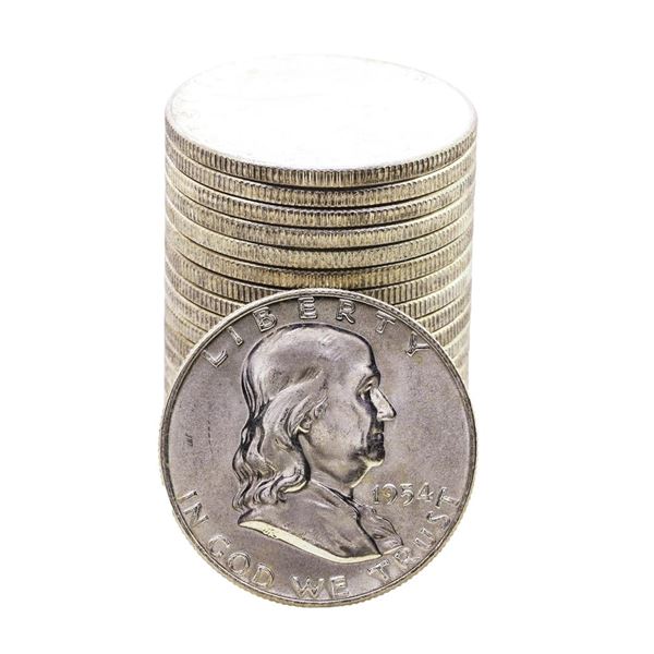 Roll of (20) Brilliant Uncirculated 1954-D Franklin Half Dollar Coins
