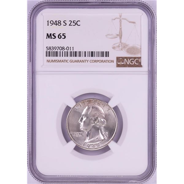 1948-S Washington Quarter Coin NGC MS65