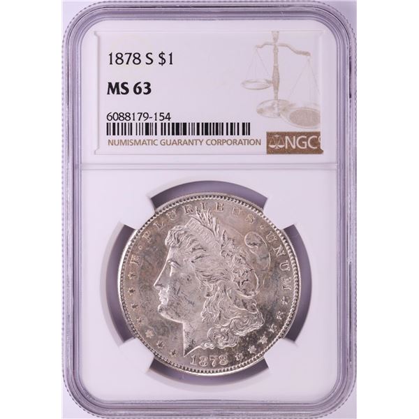 1878-S $1 Morgan Silver Dollar Coin NGC MS63