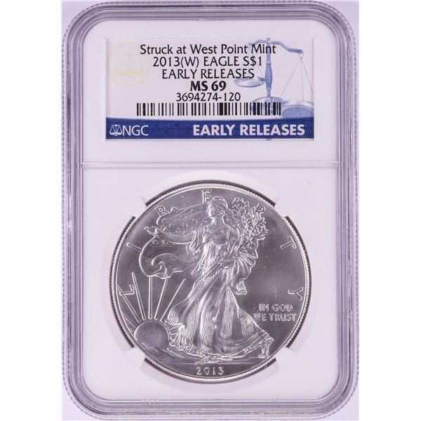 2013(W) $1 American Silver Eagle Coin NGC MS69 Early Releases