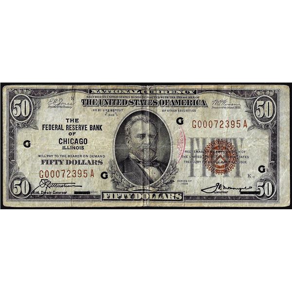 1929 $50 Federal Reserve Bank Note Chicago
