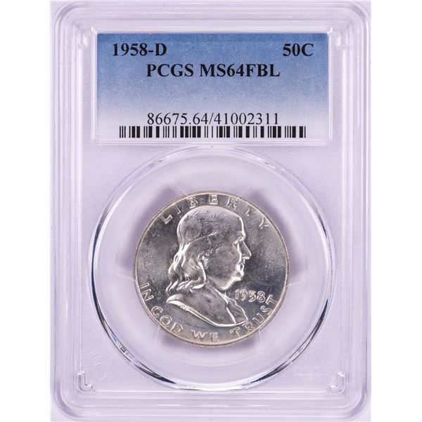 1958-D Franklin Half Dollar Coin PCGS MS64FBL