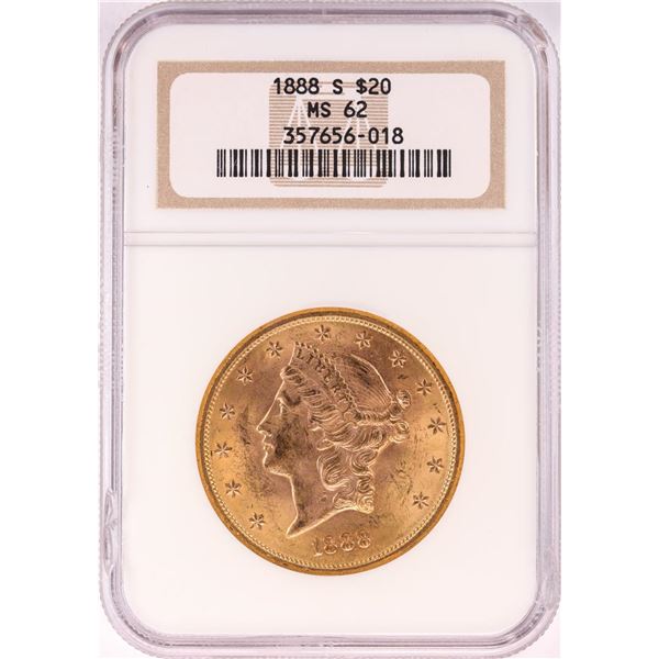1888-S $20 Liberty Head Double Eagle Gold Coin NGC MS62