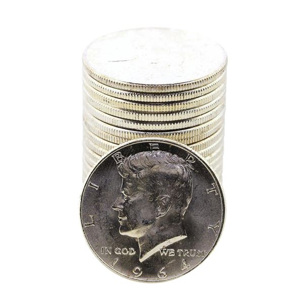 Roll of (20) Brilliant Uncirculated 1964 Kennedy Half Dollar Coins