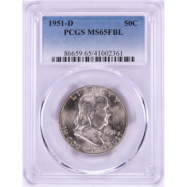 1951-D Franklin Half Dollar Coin PCGS MS65FBL