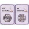 Image 1 : Lot of (2) 1956 Franklin Half Dollar Coins NGC MS64