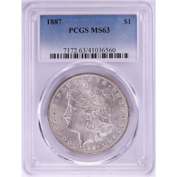 1887 $1 Morgan Silver Dollar Coin PCGS MS63