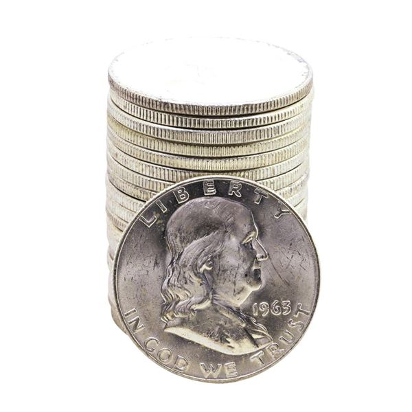 Roll of (20) Brilliant Uncirculated 1963-D Franklin Half Dollar Coins
