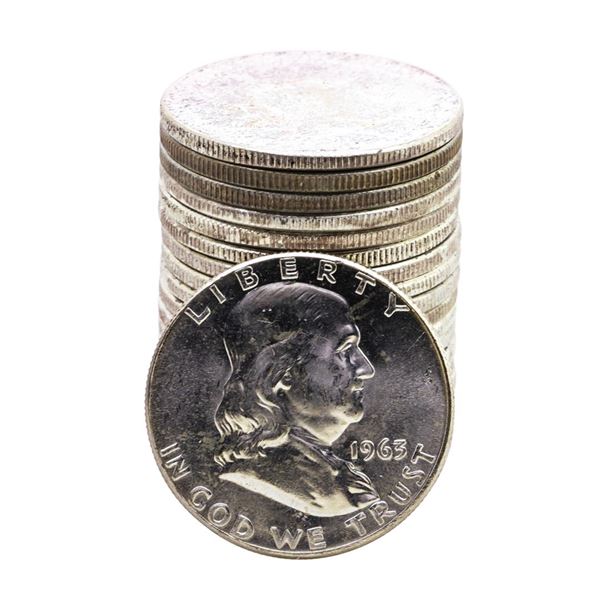 Roll of (20) Brilliant Uncirculated 1963 Franklin Half Dollar Coins