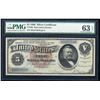 Image 1 : 1886 $5 'Morgan Dollar Back' Silver Certificate Note Fr.263 PMG Choice Uncirculated 63EPQ