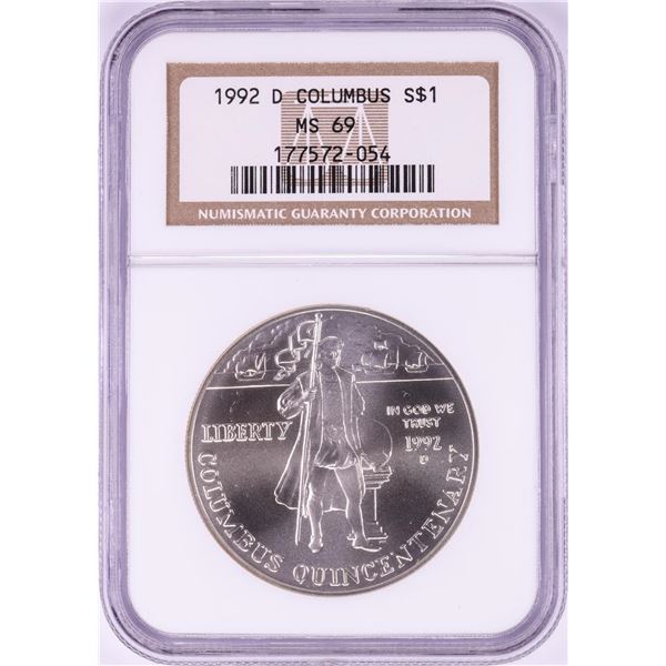 1992-D $1 Columbus Commemorative Silver Dollar Coin NGC MS69