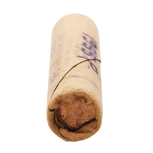 Original Bank Wrapped Roll of (50) Brilliant Uncirculated 1955 Lincoln Wheat Cent Coins