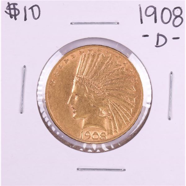 1908-D with Motto $10 Indian Head Eagle Gold Coin