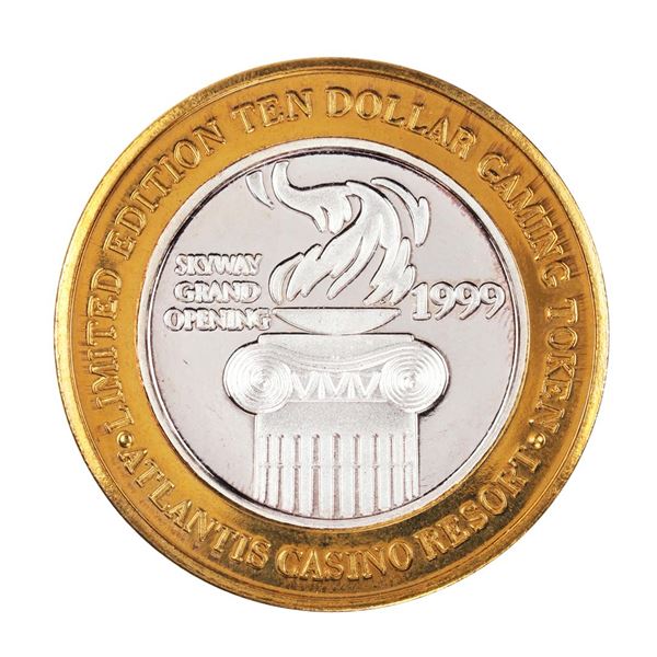 .999 Silver Atlantis Casino Resort Reno, NV $10 Casino Limited Edition Gaming Token