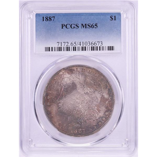 1887 $1 Morgan Silver Dollar Coin PCGS MS65 Amazing Toning
