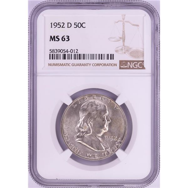 1952-D Franklin Half Dollar Coin NGC MS63