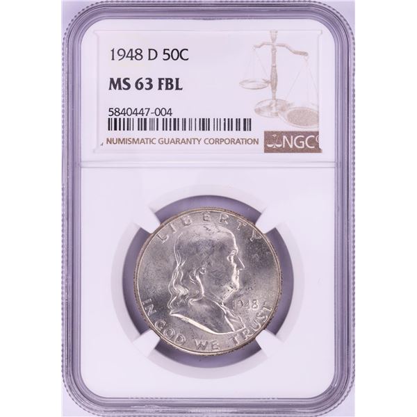 1948-D Franklin Half Dollar Coin NGC MS63FBL