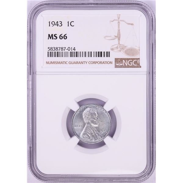1943 Lincoln Steel Wheat Cent Coin NGC MS66