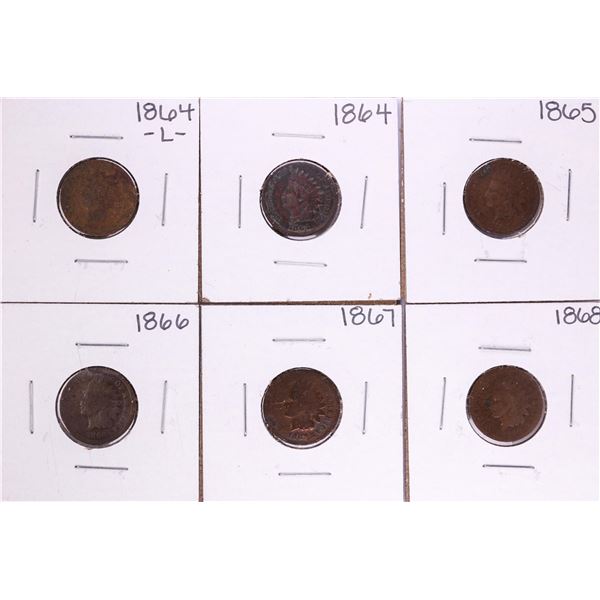 Set of 1864 -1868 Indian Head Cent Coins Including 1864-L