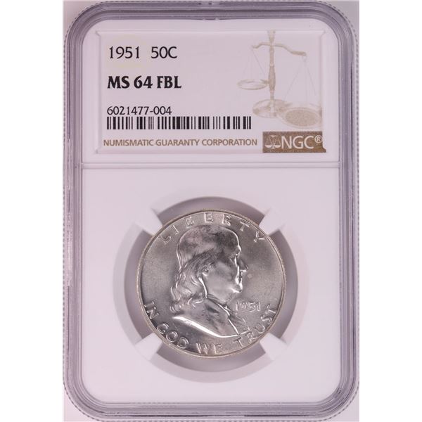 1951 Franklin Half Dollar Coin NGC MS64FBL