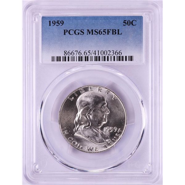 1959 Franklin Half Dollar Coin PCGS MS65FBL
