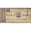 Image 1 : 1864 $1 The City of Portsmouth Obsolete Currency Note