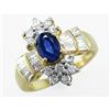 Antique 2.25 ct Blue Sapphire, Ruby & VS Diamond Ring