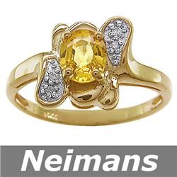 Antique 1.00 ct Yellow Sapphire & Diamond Ring 14k Gold