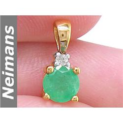 Certified .50 ct Emerald & Diamond Pendant 14kt Gold