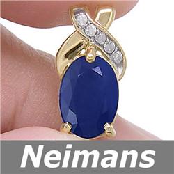 Antique 1.50 ct Blue Sapphire & Diamond Ring 14kt Gold