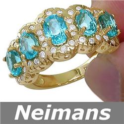 Rare Vintage 4.00 ct Apatite & Diamond Ring 14kt Gold