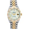 Image 2 : Rolex Men's Two Tone Steel & Gold MOP Diamond Pyramid Diamond 36MM Datejust