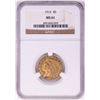 Image 1 : 1912 $5 Indian Head Half Eagle Gold Coin NGC MS61