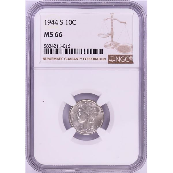 1944-S Mercury Dime Coin NGC MS66
