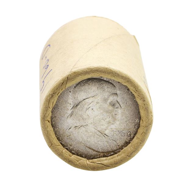 Original Bank Wrapped Roll of (20) Brilliant Uncirculated 1960-D Franklin Half Dollar Coins