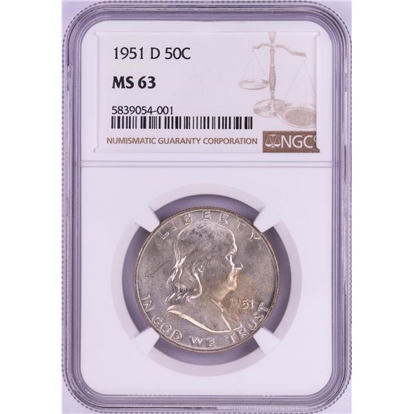 1951-D Franklin Half Dollar Coin NGC MS63