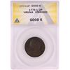 Image 1 : 1773 Virginia Colonial Copper Half Penny Coin ANACS Good 6