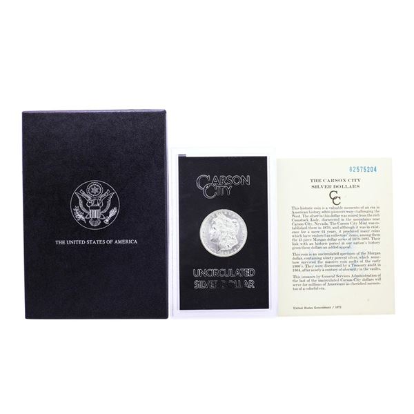 1882-CC $1 Morgan Silver Dollar Coin GSA Hoard Uncirculated with Box & COA