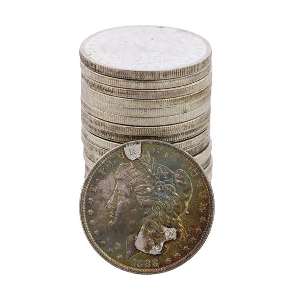 Roll of (20) Brilliant Uncirculated 1888 $1 Morgan Silver Dollar Coins Nice Toning