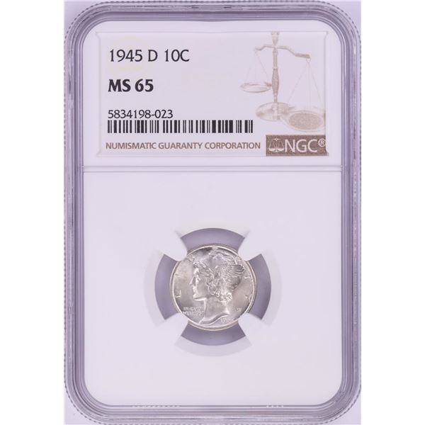 1945-D Mercury Dime Coin NGC MS65
