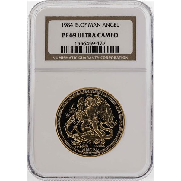 1984 Isle of Man Angel Gold Coin NGC PF69 Ultra Cameo