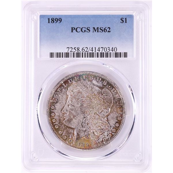 1899 $1 Morgan Silver Dollar Coin PCGS MS62 Amazing Toning